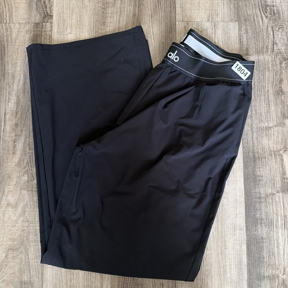 ALO ($148) Suit Up Trouser Black Women's Wide Leg Pants Size M Regular 30"